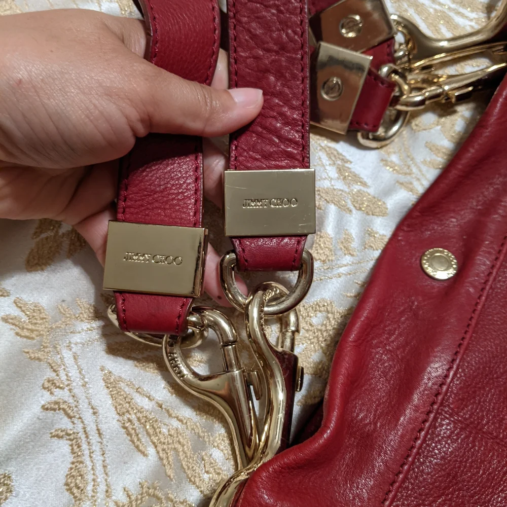 Jimmy Choo Red Leather Tote Bag - Picture 4 of 5